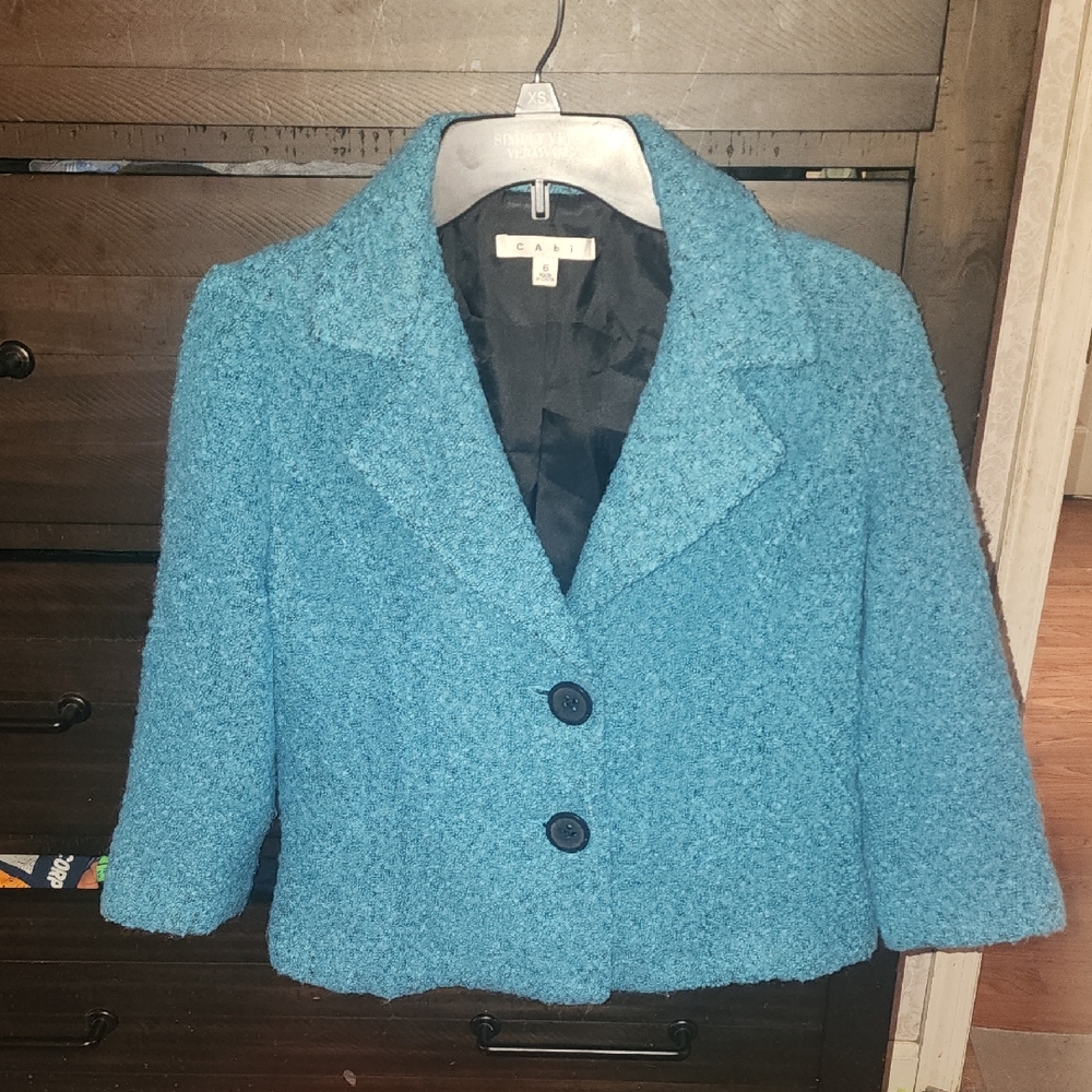 CAbi Women's Textured Teal Blazer